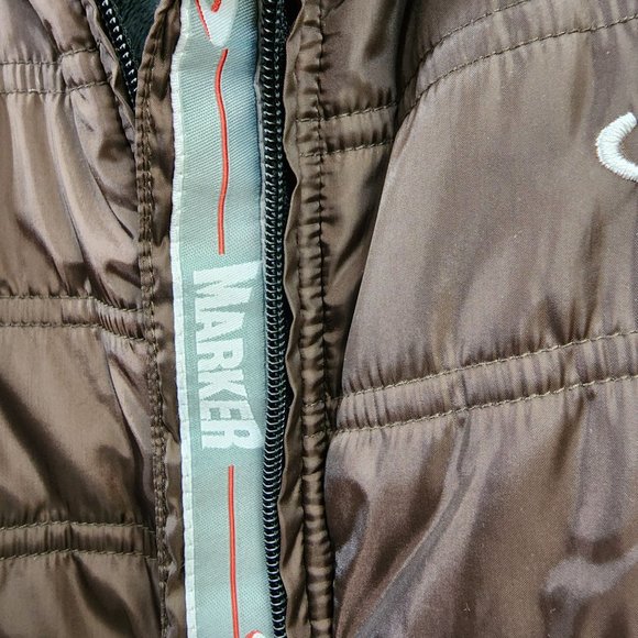 Marker brown puffy coat with faux fur lining woman's size extra large w/scarf - Picture 11 of 12